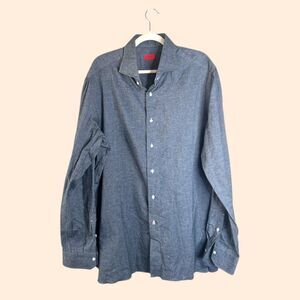 ISAIA Gray Button Down Dress Shirt